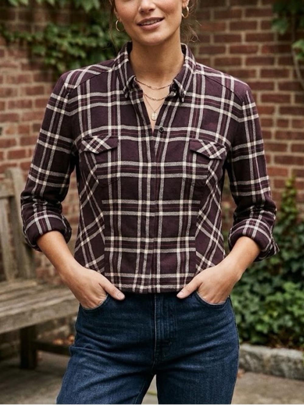 Authier Campiglio Brown Plaid Flannel